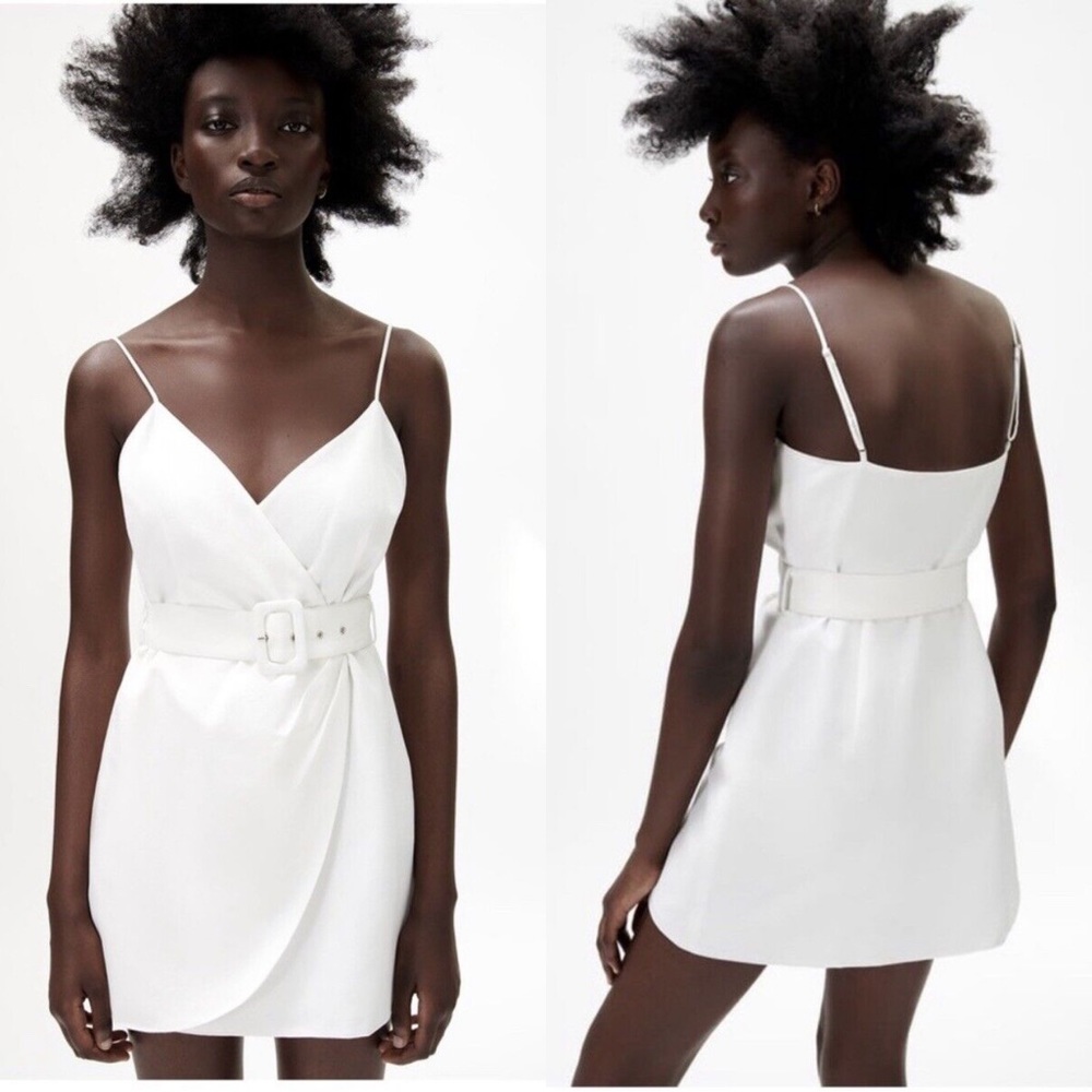 NWT‎ ZARA Ultra Mini Spaghetti Strap Belted Wrap Style Dress Sz XL